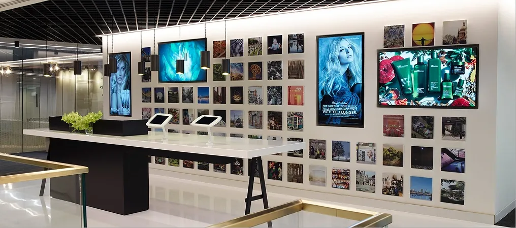Reception with digital display wall
